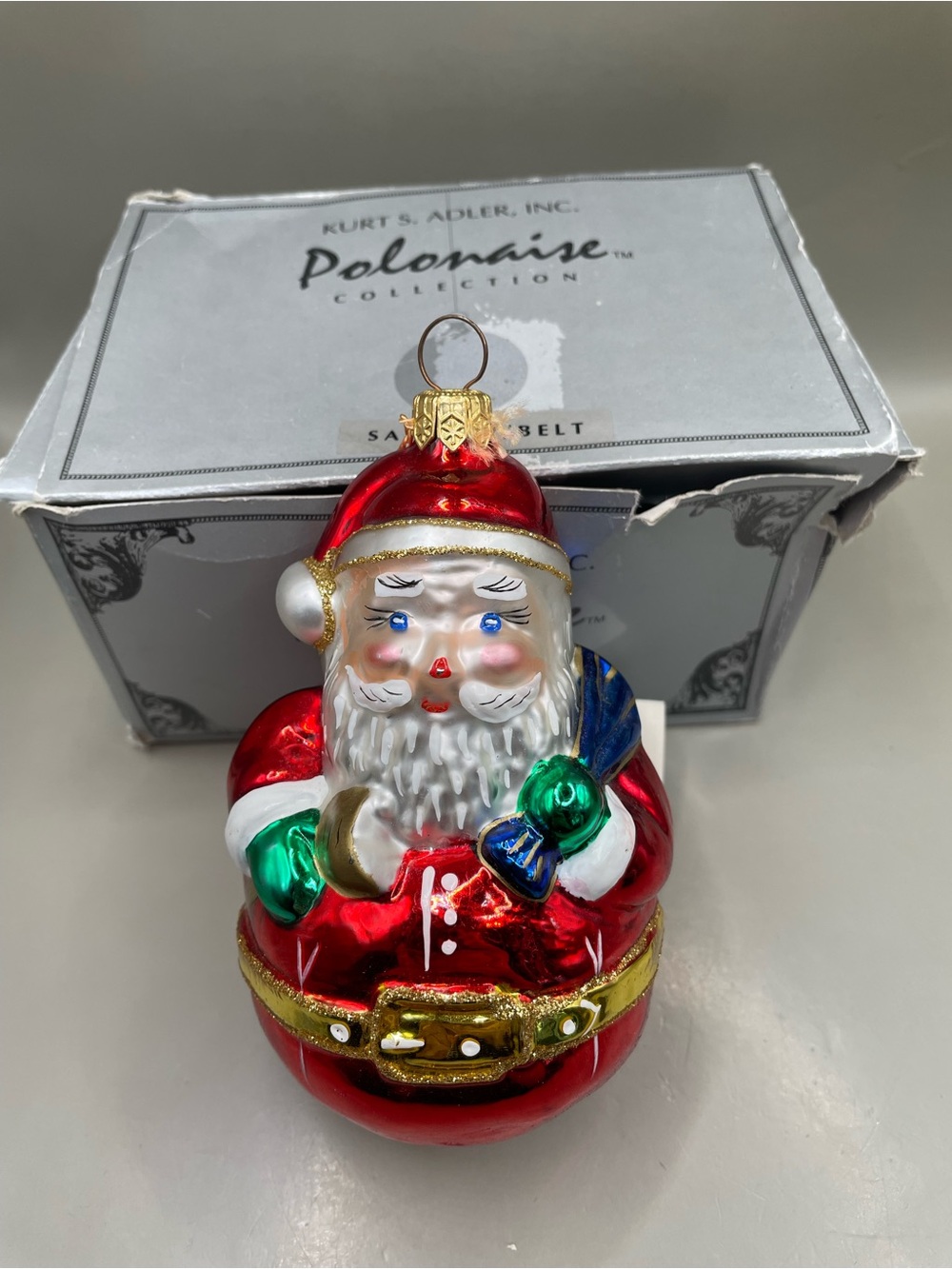 VTG READ Kurt Adler Polonaise Santa Christmas Ornament Komozja Poland Glass BOX